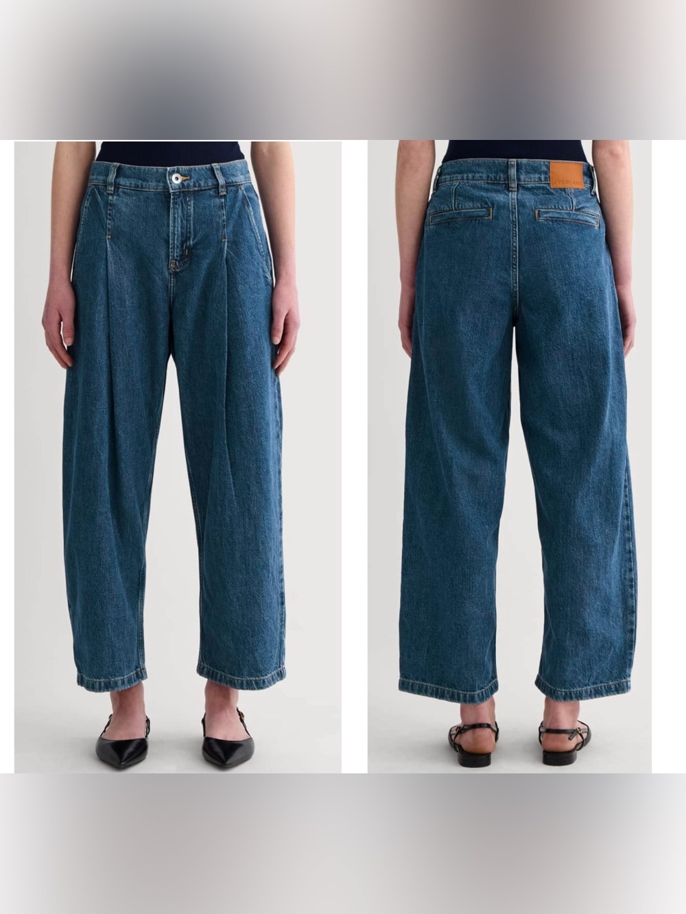 Everlane The Trouser Jean High Rise Pleated Barrel Curved Women’s Size 28 NEW